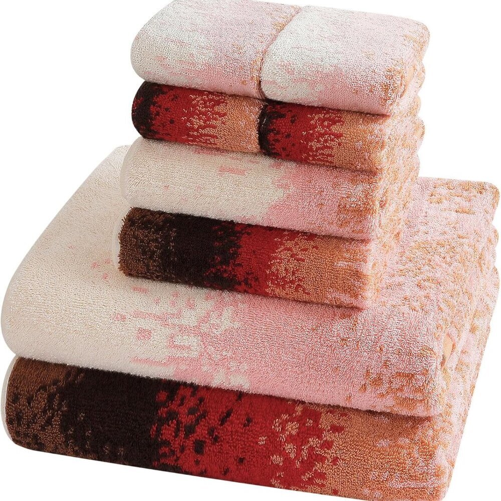 Bathroom Towel Set with Hanging Loop – 8-Piece Yarn Dyed Jacquard Cotton Towels,